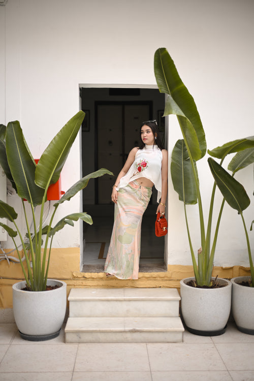 Anar Satin top & Marble skirt