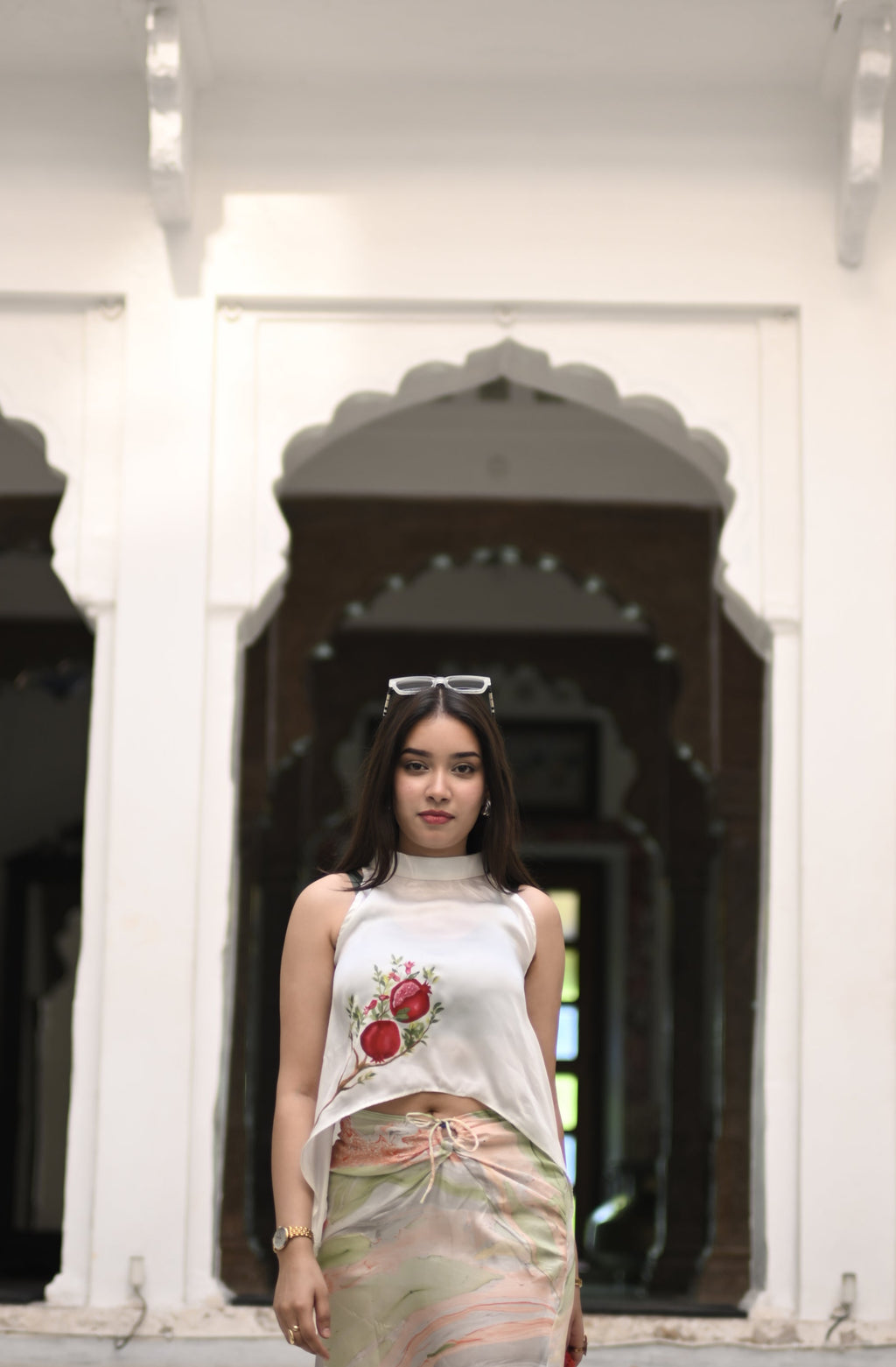 Anar Satin top & Marble skirt