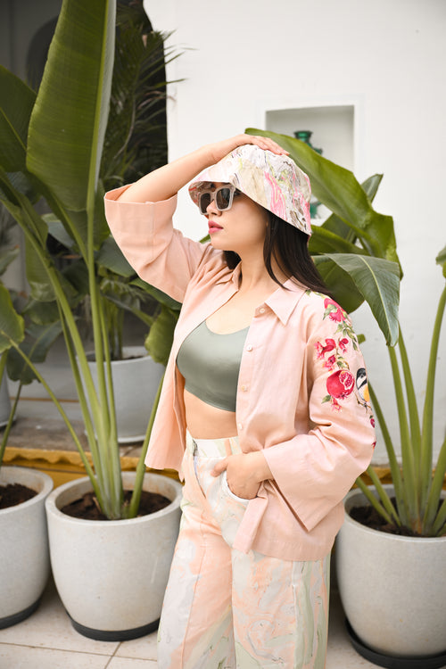 Blush Painted shirt and Marble Print Pant