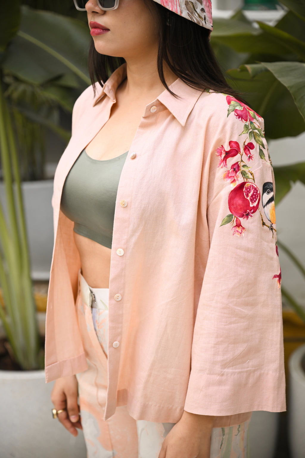 Blush Painted shirt and Marble Print Pant