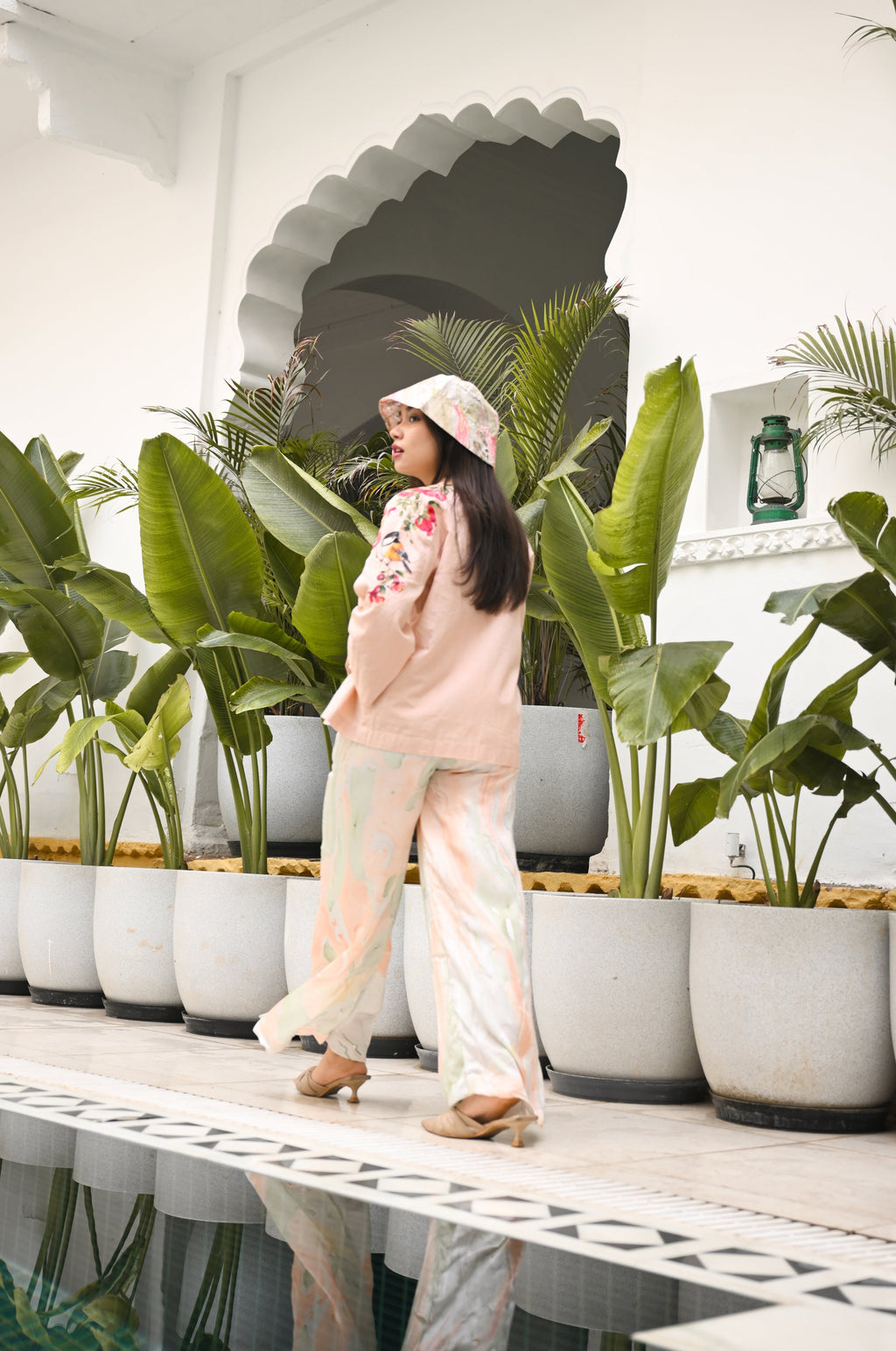 Blush Painted shirt and Marble Print Pant